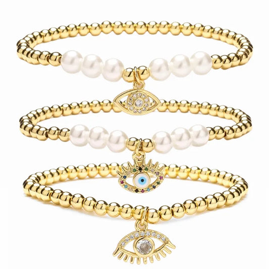 1 Piece Artistic Moon Heart Shape Copper Pearl Inlay Zircon Bracelets