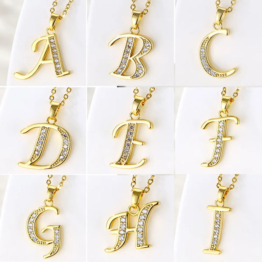 Fashion Letter Stainless Steel Stainless Steel Plating Inlay Zircon 18k Gold Plated Gold Plated Pendant Necklace