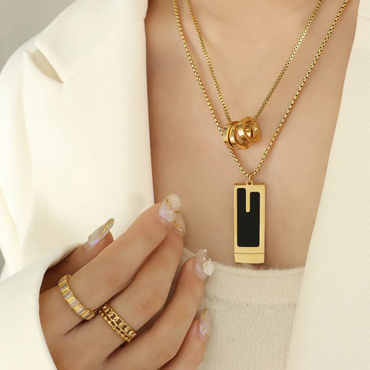1 Piece Simple Style Square Stainless Steel Plating Pendant Necklace