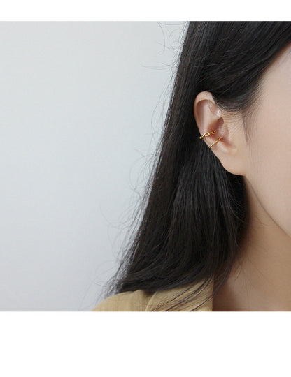 Korean S925 Sterling Silver Simple Twist Double-layer Ear Clip