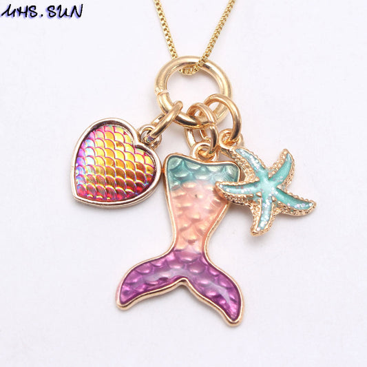 New Mermaid Pendant Alloy Pendant Box Chain Children Necklace