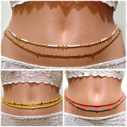 Ethnic Style Solid Color Beaded Women's Waist Chain 1 Piece