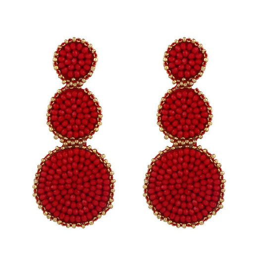Fashion-shaped Round Mosaic Rice Beads Imitated Crystal Earrings Nhas132599