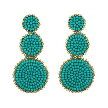Fashion-shaped Round Mosaic Rice Beads Imitated Crystal Earrings Nhas132599