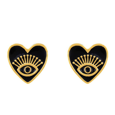 Fashion Copper Heart Shaped Eyes Stud Earrings Nhas155431