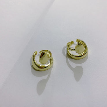 Metal Simple Rattan Wrap Leaves Ear Bone Clip Stud Earrings Open Tail Ring