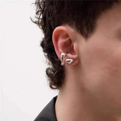 Metal Simple Rattan Wrap Leaves Ear Bone Clip Stud Earrings Open Tail Ring