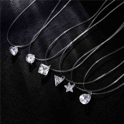1 Piece Lady Geometric Star Heart Shape Alloy Rhinestone Women's Pendant Necklace
