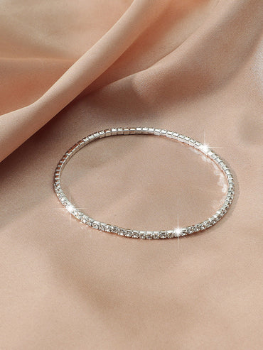 Simple Ultra-fine Geometric Rhinestone Silver-plated Bracelet