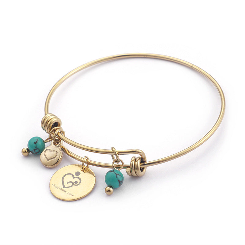 New Trendy Korean Style Round Heart-shaped Women's Gold Simple Bracelet Women's Titanium Ornament Factory Supply