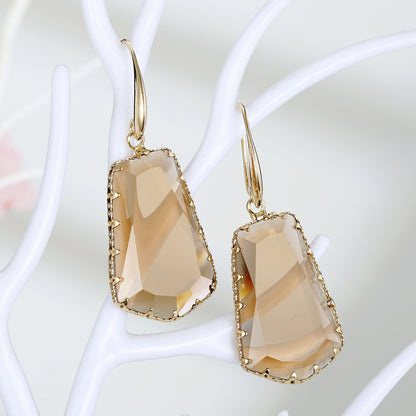 New Fashion Exaggerated Trapezoidal Crystal Earrings Irregular Crystal Earrings Wholesale