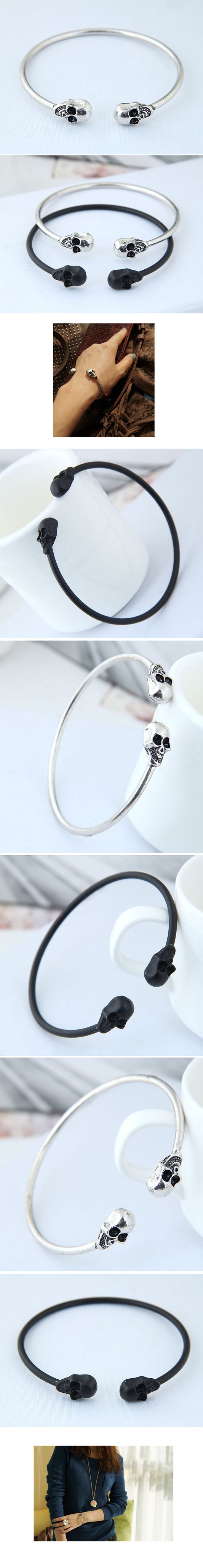 European And American Fashion Metal Simple Skull Personality Open Bracelet