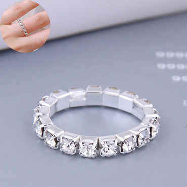 Wholesale Jewelry Fashion Circle Alloy Artificial Diamond Elastic Rings
