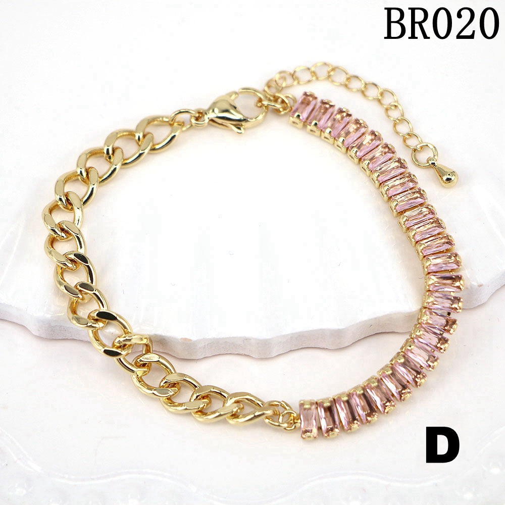 Fashion Geometric Copper Plating Artificial Gemstones Bracelets