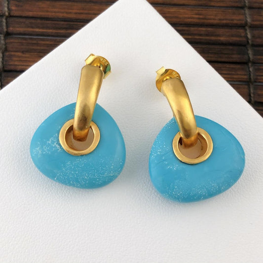 Bohemian Creative Triangle Turquoise Earrings Inlaid Natural Stone Earrings