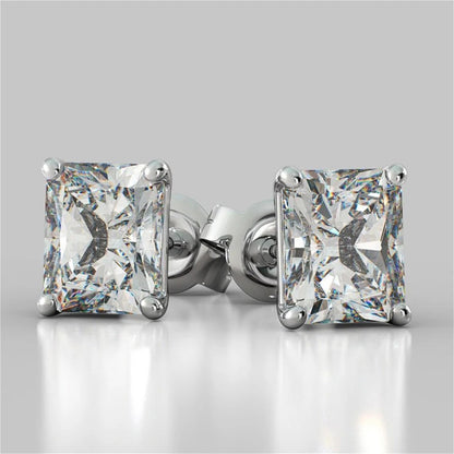 Classic Four-claw Square Zircon Copper White Gold Simple Earrings