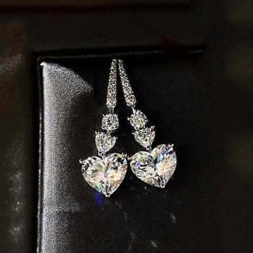 Simple Heart-shaped Copper-plated Platinum Zircon Geometric Earrings