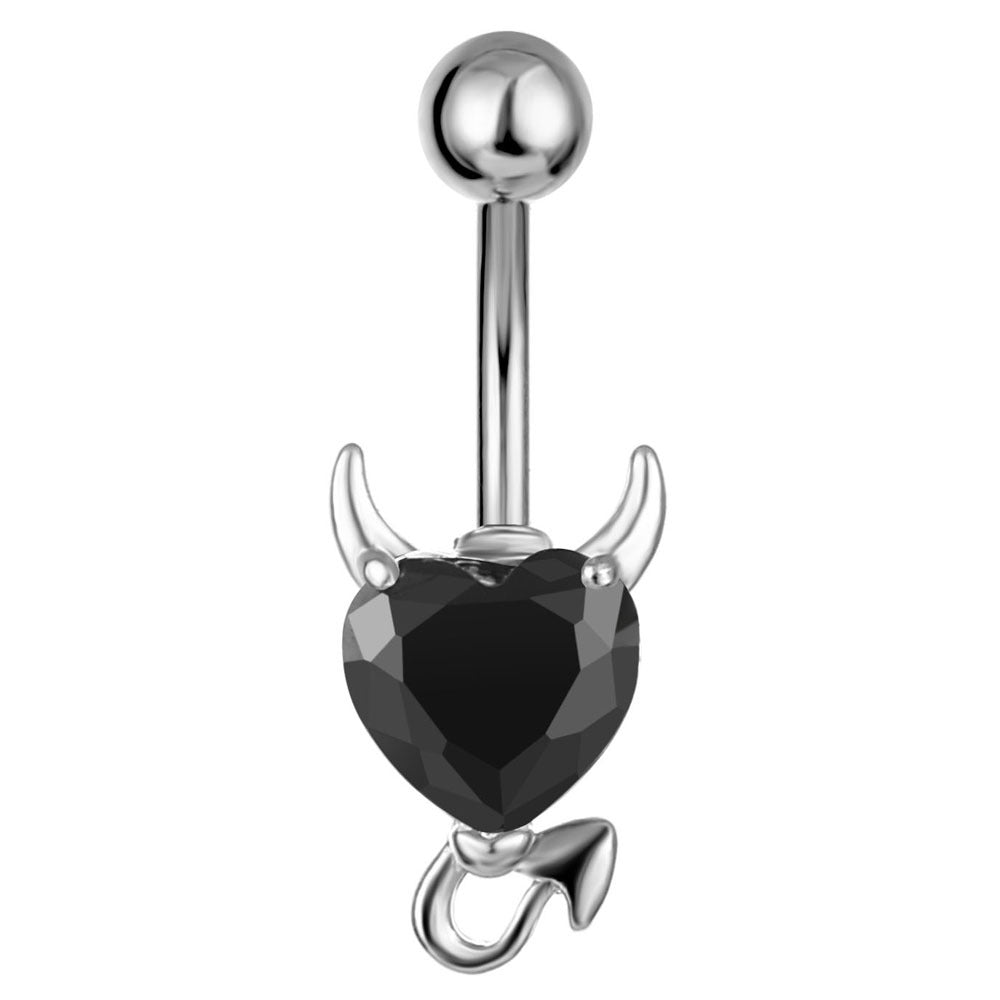 Fashion Zircon Little Devil Heart-shaped Navel Button Navel Nail