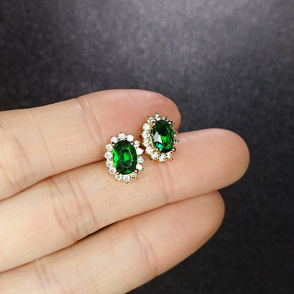 Fashion Imitation Green Tourmaline Jewelry Set Emerald Three-piece Jewelry