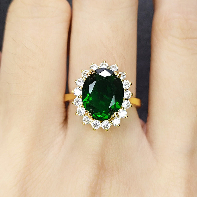 Fashion Imitation Green Tourmaline Jewelry Set Emerald Three-piece Jewelry