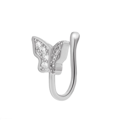 Fashion Creative Copper Perforation-free U-shaped Nasal Splint Piercing Butterfly Flower Snake-shaped Fake Nose Studs