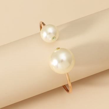 Fashion Geometric Imitation Pearl Inlaid Pearls Artificial Pearls Women's Bangle
