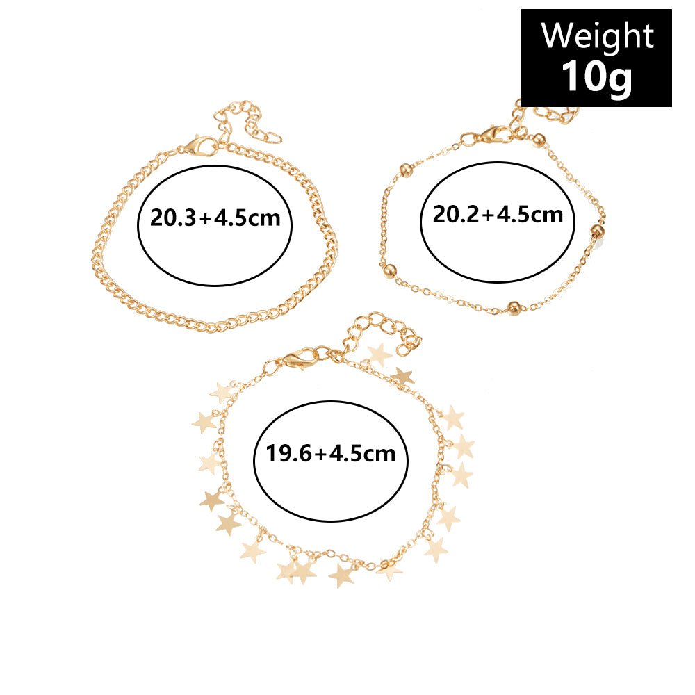 Women's Fashion Beach Star Heart Flowers Alloy Anklet Beads As Picture