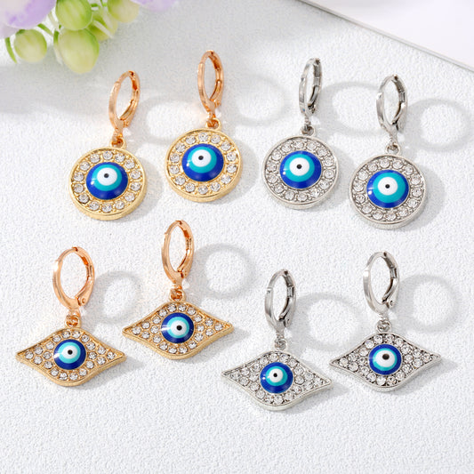 Wholesale Jewelry 1 Pair Simple Style Devil's Eye Alloy Zircon Drop Earrings