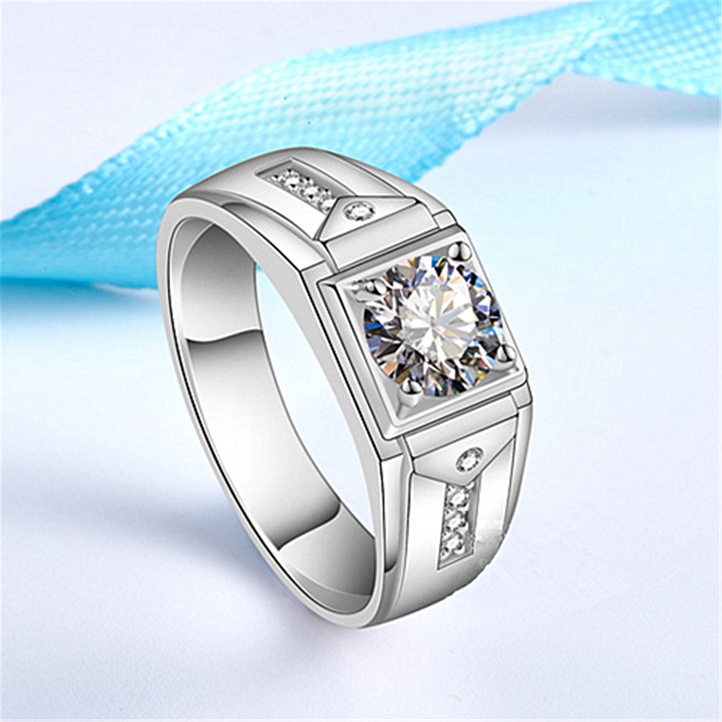 Fashion Round Copper Plating Inlay Artificial Diamond Rings 1 Piece