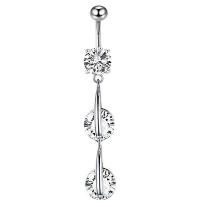 Simple Style Heart Shape Bow Knot Stainless Steel Plating Zircon Belly Ring 1 Piece