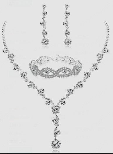 Fashion Flower Copper Inlay Zircon Women's Bracelets Earrings Necklace