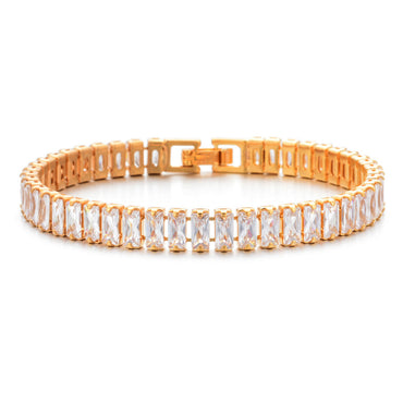 Classic Style Colorful Copper Inlay Zircon 18k Gold Plated White Gold Plated Bracelets