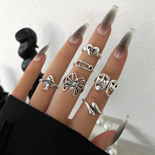 Fashion Geometric Alloy Plating Women's Rings 6 Pieces