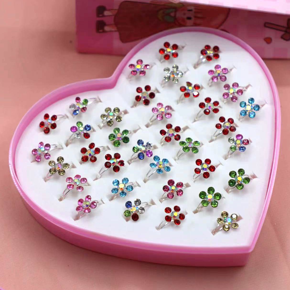 Cartoon Style Crown Flower Butterfly Alloy Plating Inlay Rhinestones Girl's Rings 1 Set