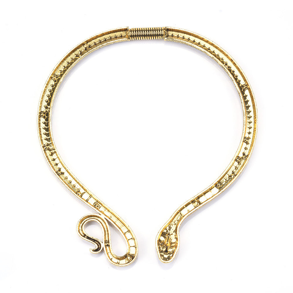 1 Piece Retro Snake Imitation Pearl Alloy Turquoise Inlay Rhinestones Women's Necklace