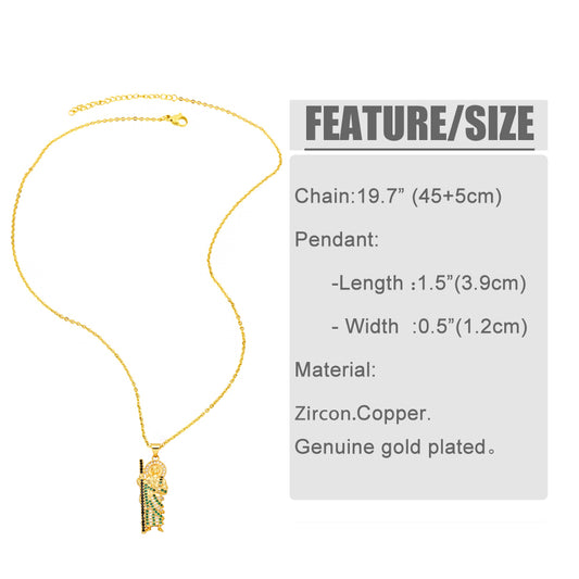 Fashion Human Copper 18k Gold Plated Zircon Pendant Necklace In Bulk