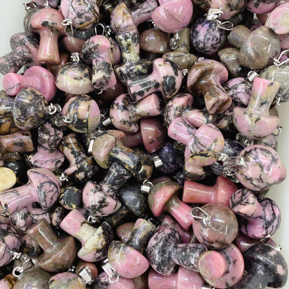 Fashion Mushroom Natural Crystal Polishing Pendant Necklace 1 Piece