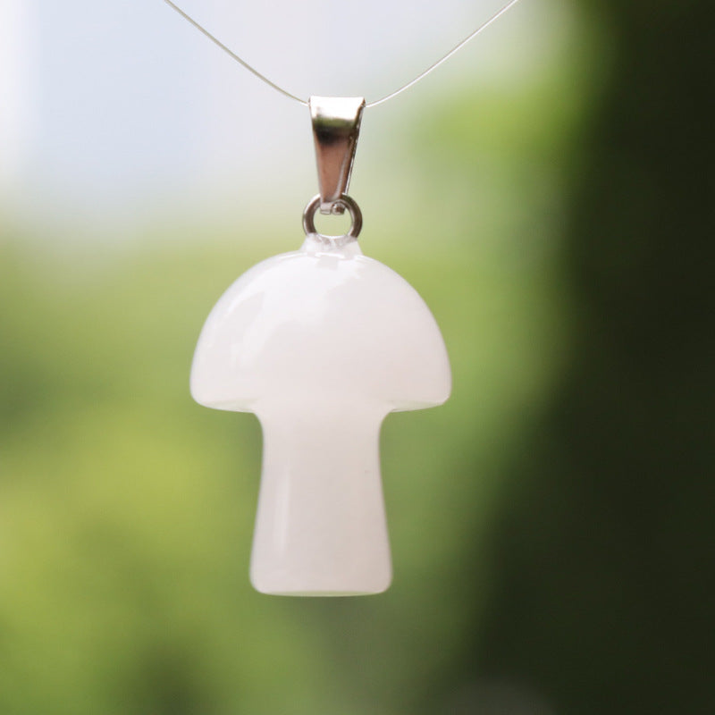 Fashion Mushroom Natural Crystal Polishing Pendant Necklace 1 Piece