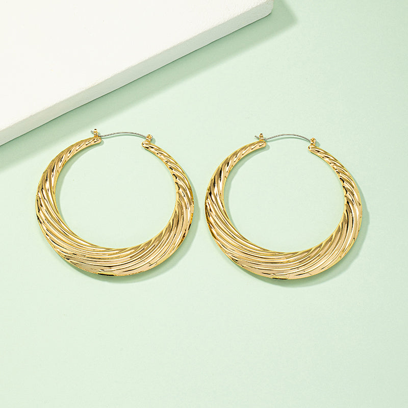 Fashion Stripe Solid Color Alloy Plating Women's Hoop Earrings 1 Pair