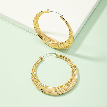 Fashion Stripe Solid Color Alloy Plating Women's Hoop Earrings 1 Pair