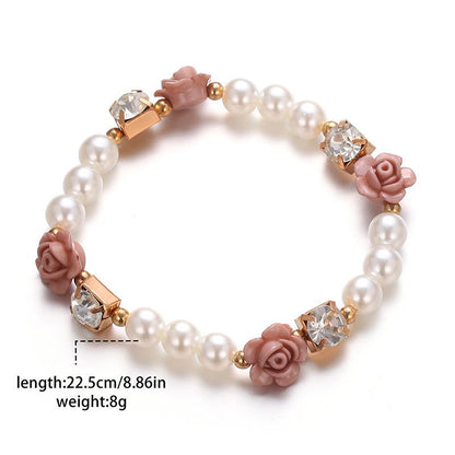 Simple Style Flower Arylic Pearl Inlay Zircon Women's Bracelets 1 Piece