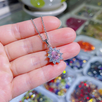 Fashion Water Droplets Alloy Inlay Artificial Crystal Zircon Pendant Necklace 1 Piece
