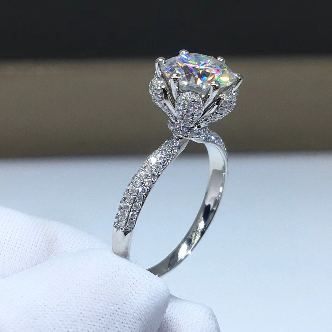 Fashion Simple Style Geometric Sterling Silver Diamond Artificial Diamond Rings