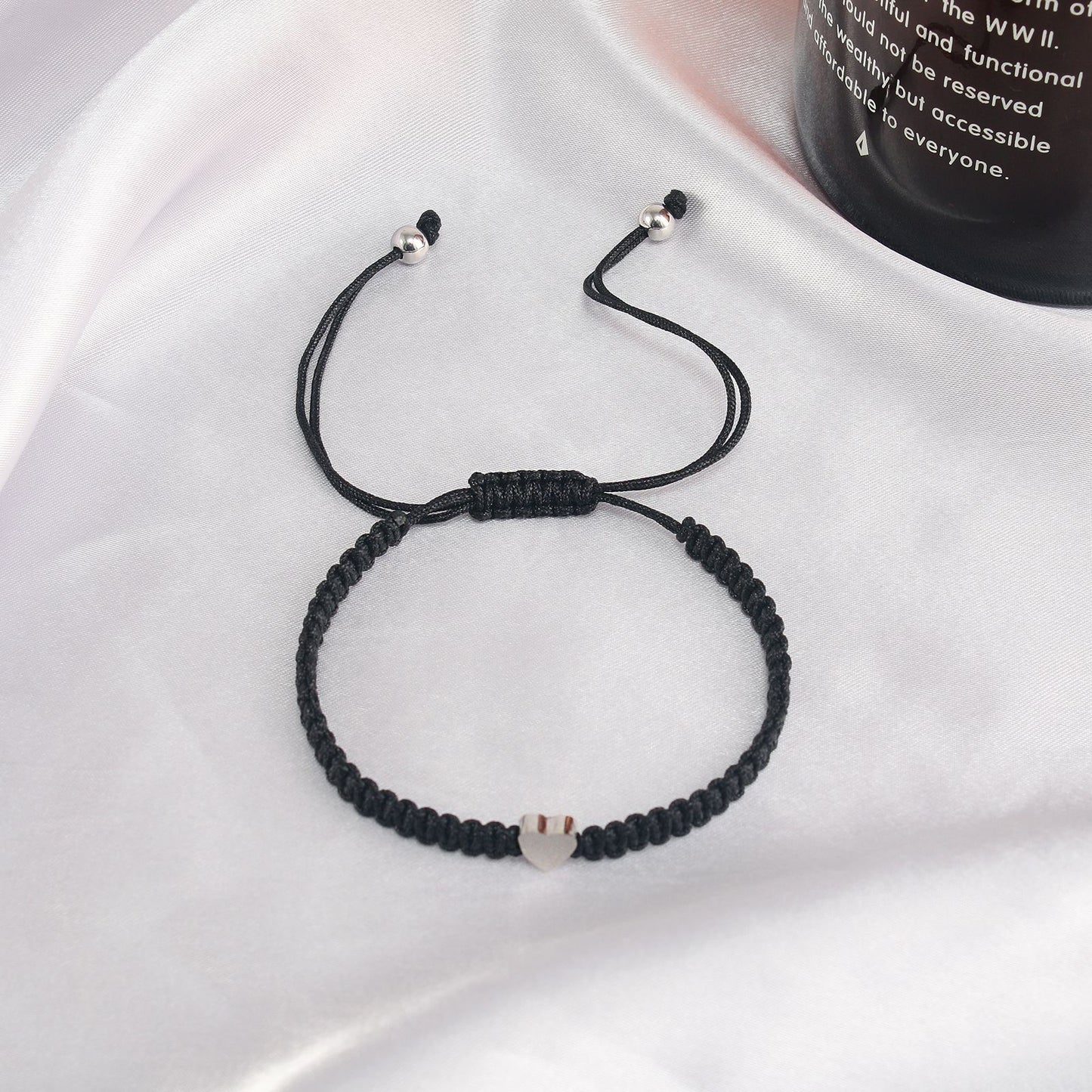 1 Piece Simple Style Heart Shape Stainless Steel Nylon Unisex Bracelets