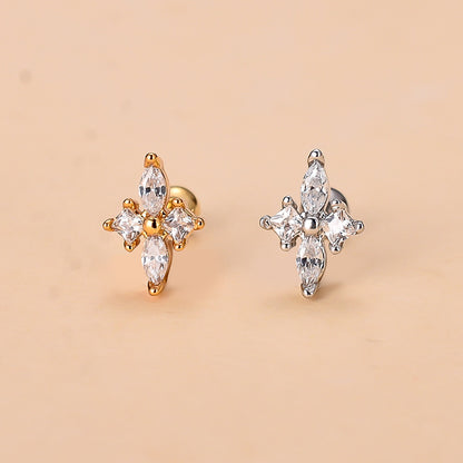 Simple Style Moon Copper Plating Inlay Zircon Ear Studs 1 Piece