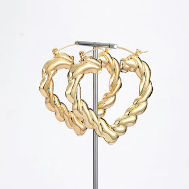 1 Pair Exaggerated Heart Shape Plating Iron 18k Gold Plated Hoop Earrings