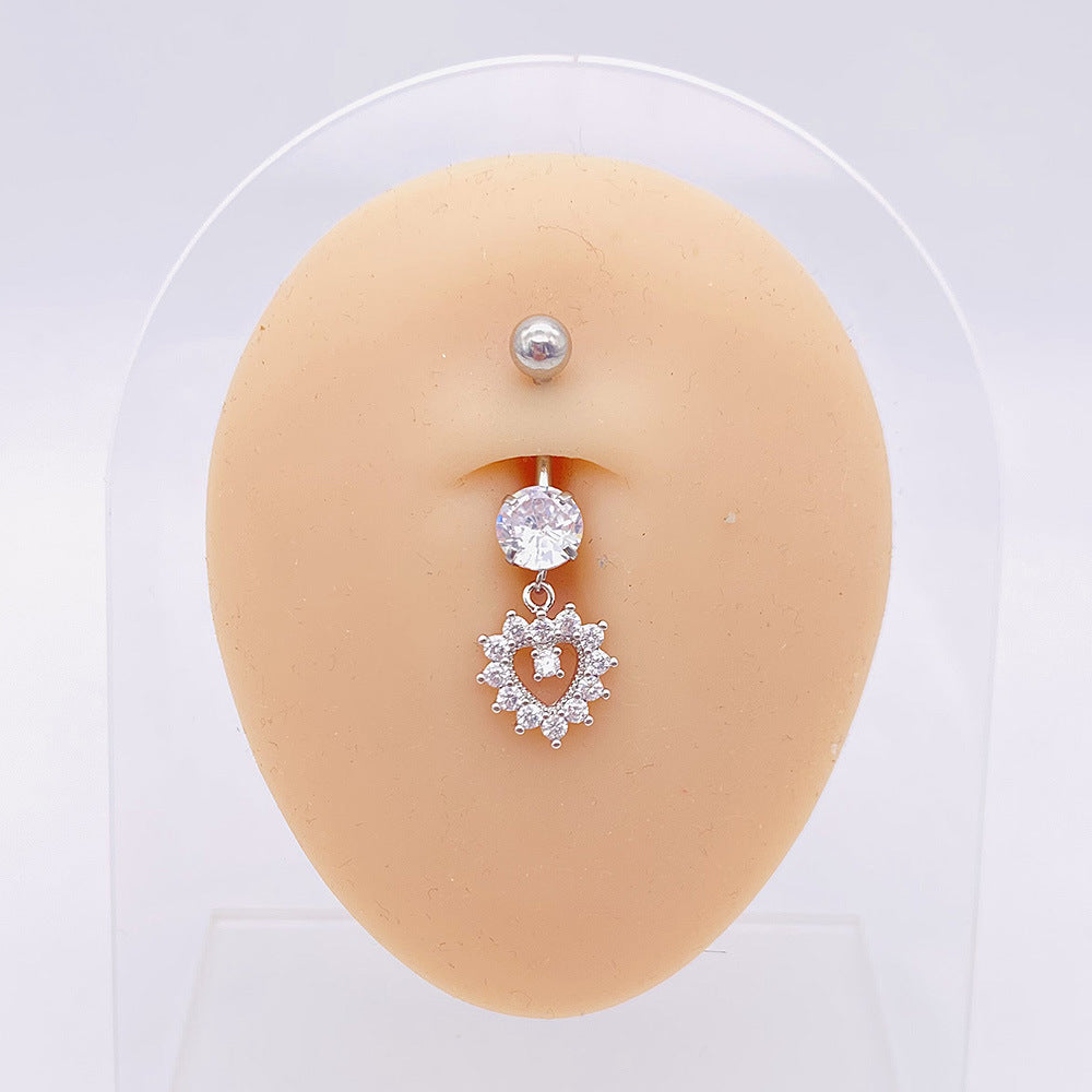 1 Piece Fashion Star Heart Shape Butterfly Stainless Steel Inlay Zircon Belly Ring
