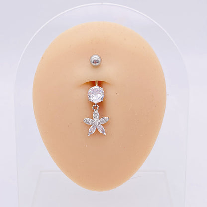 1 Piece Fashion Star Heart Shape Butterfly Stainless Steel Inlay Zircon Belly Ring