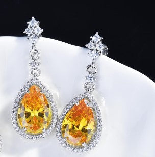 New Lucky Yellow Diamond Set Argyll Pink Diamond Pendant Topa Blue Earrings