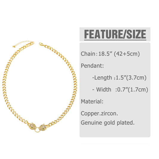 1 Piece Hip-hop Cheetah Copper Plating Inlay Zircon 18k Gold Plated Women's Bracelets Necklace